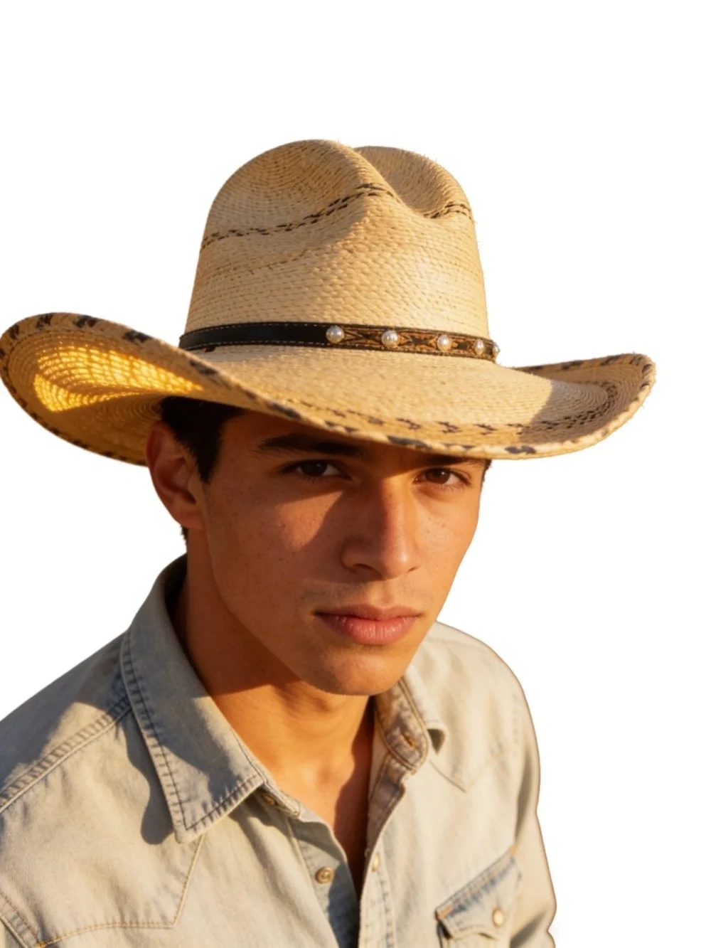 D.A. Hats Youth Boys Palm Leaf Gus Cowboy Hat - Fits 21” (SZ 6 Tag)